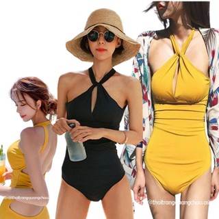 [SIZE NHỎ] Đồ bơi - Bikini liền thân 1 mảnh xoắn cổ dây lưng đan chéo #2037