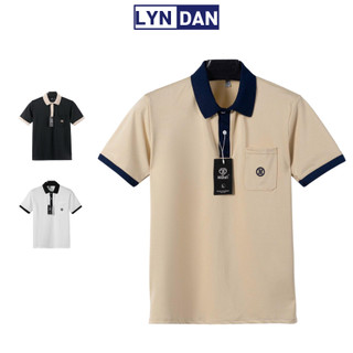 Áo polo nam có túi ngực thêu LYNDAN chất liệu thấm hút mồ hôi, áo thun nam nữ cổ trụ ngắn tay phối màu trẻ trung.