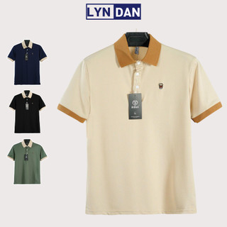 Áo polo nam thêu ngực trà sữa LYNDAN chất liệu thấm hút mồ hôi, áo thun nam nữ cổ trụ ngắn tay phối màu trẻ trung.