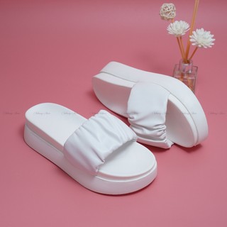 Dép thời trang nữ quai DÚM bản to, chất da mềm cao 5cm CHIBAMY
