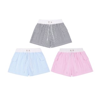 Quần Short Kate Calem Club Nữ Họa Tiết Kẻ Sọc Lưng Chun Dây Rút Form Cạp Thấp Style Năng Động Summer Biển NUPAKACHI
