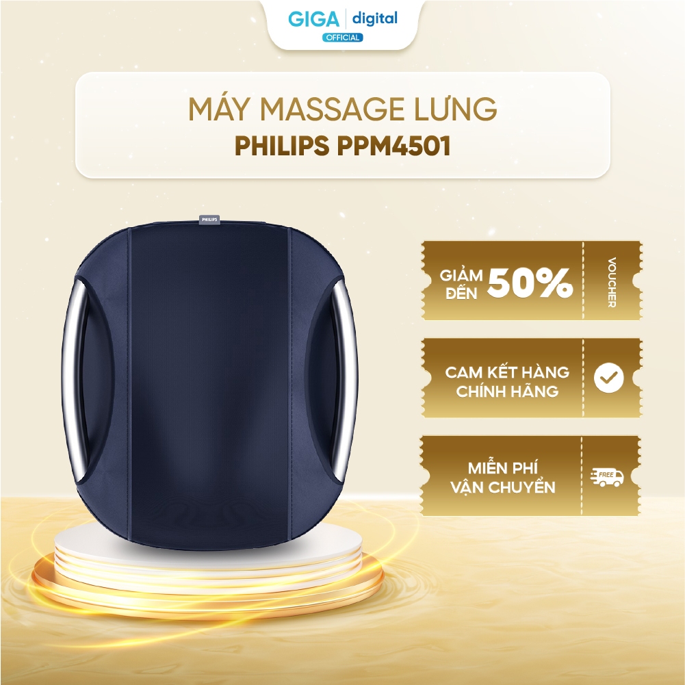Máy massage lưng Philips PPM4501 - Massage cùng lúc vai lưng eo - Chườm ấm, 12 đầu massage chuyên bi