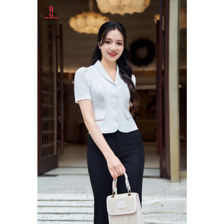 Áo ký giả công sở Lee Shines, cổ sam vải xước Nhật cao cấp không nhăn nhàu