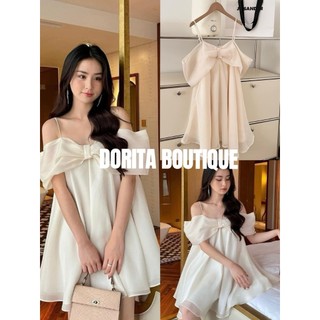 VÁY-ĐẦM 2 DÂY TRỄ VAI NƠ NGỰC SIÊU BỒNG XÒE VOAN TƠ 2 LỚP DORITA BOUTIQUE