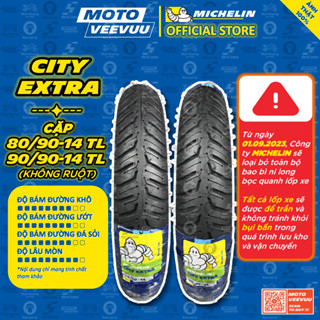 [MTVV] CẶP VỎ LỐP xe máy MICHELIN CITY EXTRA 80/90-14 & 90/90-14 TL AB Vario Mio Luvias Vision Air Blade Click<END>