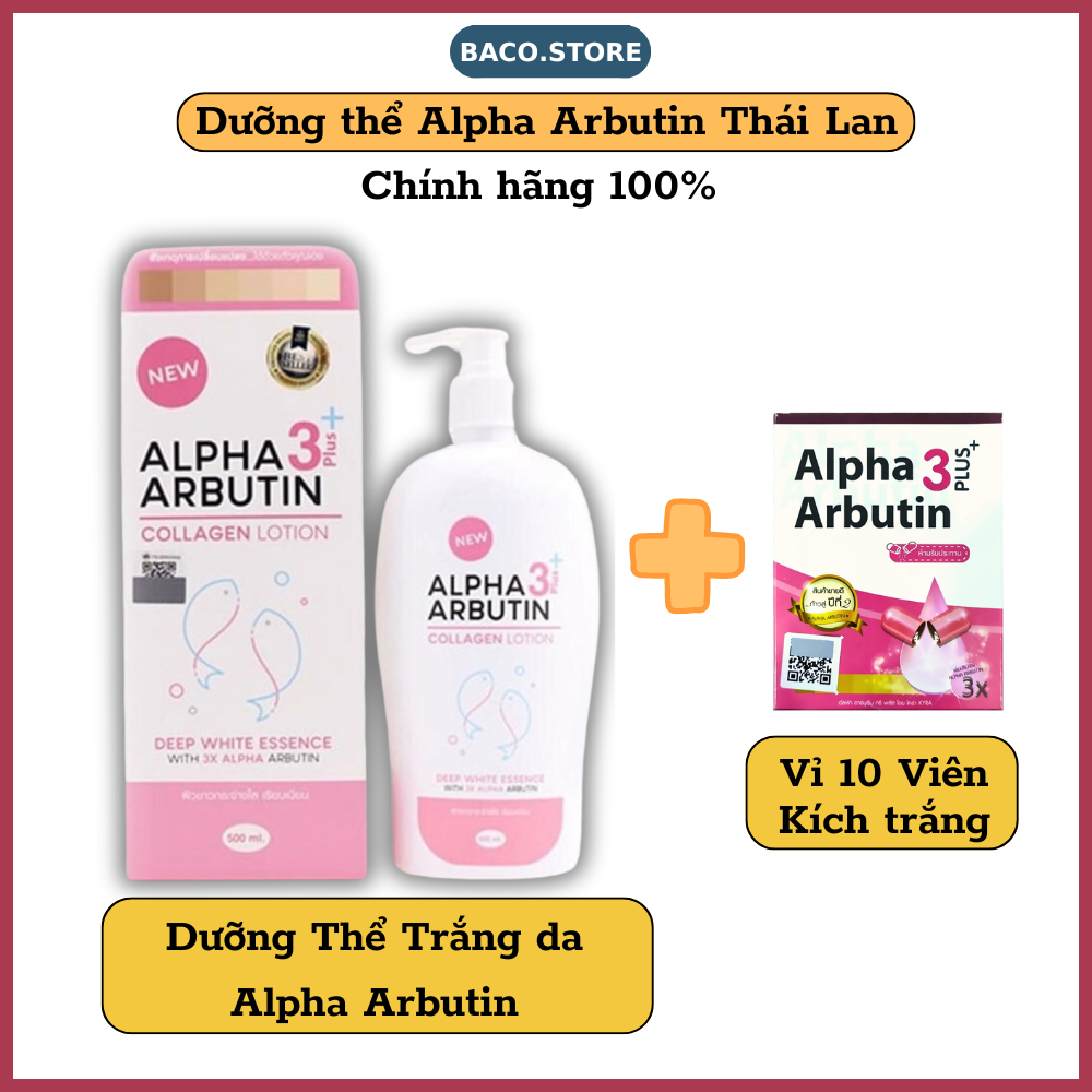 Sữa Dưỡng Thể Alpha Arbutin Chính hãng Thái Lan 500ml, dưỡng trắng, làm sáng da