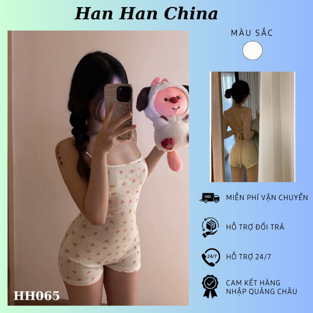 Body jumpsuit hoa nhí 2 dây phong cách trẻ trung năng động cho nữ - HH065