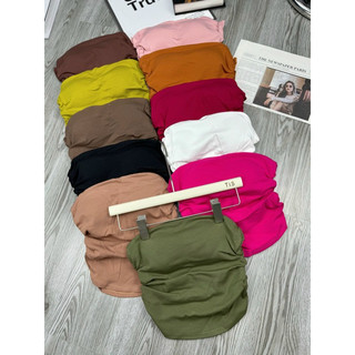 Áo ống bo nhúng eo 2 bên fom croptop ngắn trên rún