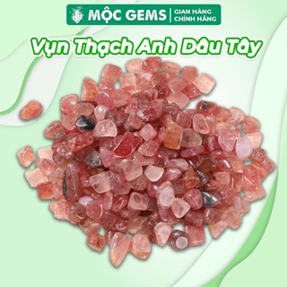 Vụn Đá Thạch Anh Hồng Dâu Tây (Strawberry Quartz) Mộc Gems Rung Bóng, Dùng Trang Trí Nhà Cửa Thanh Tẩy Năng Lượng