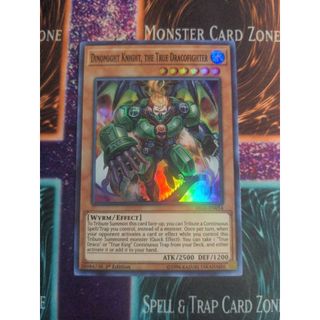 Lá bài thẻ bài Yugioh Dinomight Knight the True Dracofighter – Super Rare - Tặng bọc bài nhựa bảo quản
