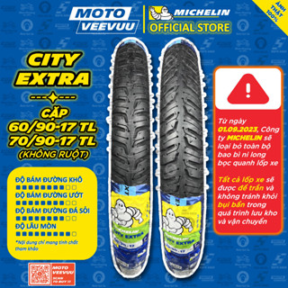 [MTVV] CẶP VỎ LỐP xe máy MICHELIN CITY EXTRA 60/90-17 & 70/90-17 TL Không Ruột Dream Wave FU Sirius Cub<END>