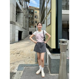  Mẫu mới 2024 Quần shorts giả váy nữ ngắn form chữ A có túi hai bên hông thiết kế chấm bi Mirah - Sibling
