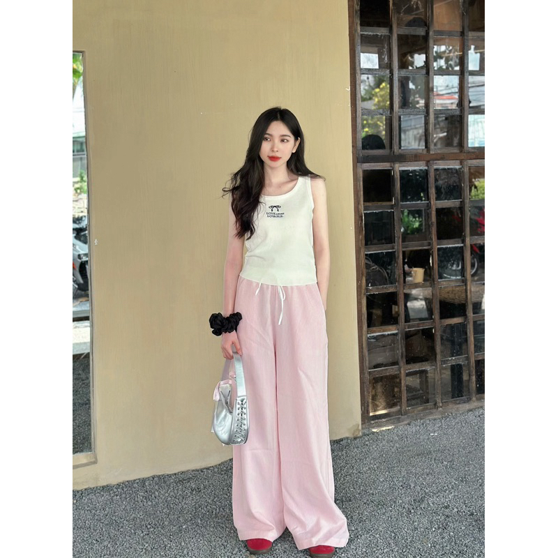 Áo len mỏng ba lỗ thêu nơ