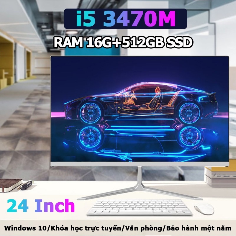 Máy tính tất cả trong một 24 inch HD siêu mỏng Intel Core i5 RAM 8GB SSD 512GB cài đặt sẵn Windows 11 MS Office tại nhà
