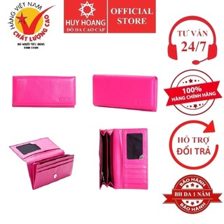 Ví nữ huy hoàng cao cấp 2 gấp màu hồng hp3122