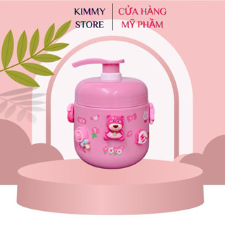 Hủ nhựa đựng kem 300ml vòi ấn hồng pastel