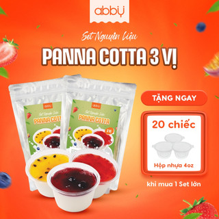 Set làm Panna Cotta ABBY nguyên liệu làm bánh vị dâu, chanh dây, việt quất - Set to 25 ly