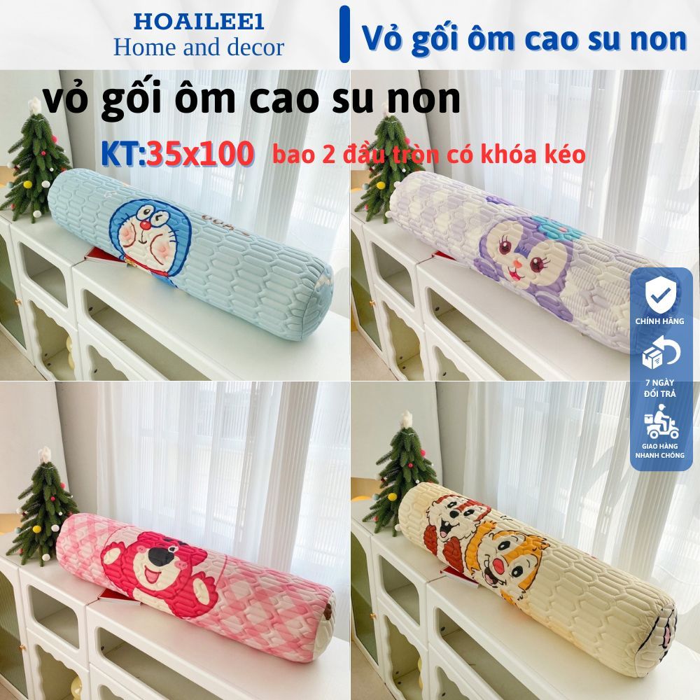 Gối ôm dài người lớn khóa kéo, gối ôm cao cấp vỏ cao su non latex dài 95cm dùng ôm ngủ, gác chân, tự