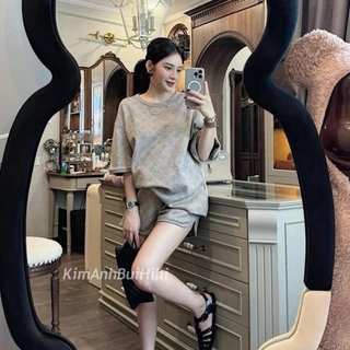 Sét bộ quần áo LV Kèm cổ xích chất cotton thoáng mát áo form rộng tay lỡ phong cách Hàn Quốc M2584