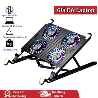  Đế tản nhiệt laptop Giá đỡ Laptop máy tính bảng mcbook làm mát nhanh đèn led gaming quạt chống ồn 7 mức chỉnh độ cao 