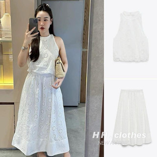 Set áo sát nách chân váy chất liệu thô thêu hàng loại 1