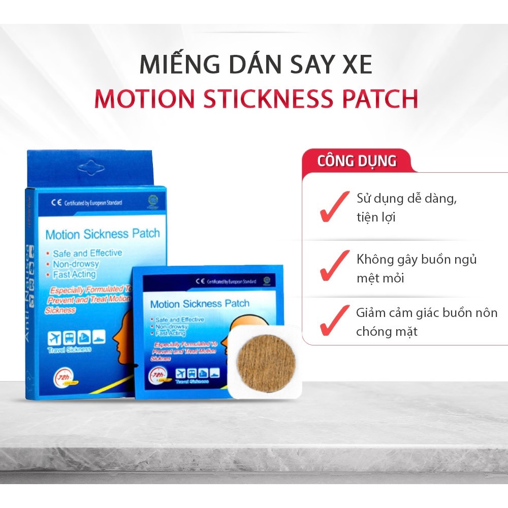 Miếng Dán Chống Say Tàu Xe Motion Sickness Patch Giảm Triệu Chứng Buồn Nôn, Chóng Mặt