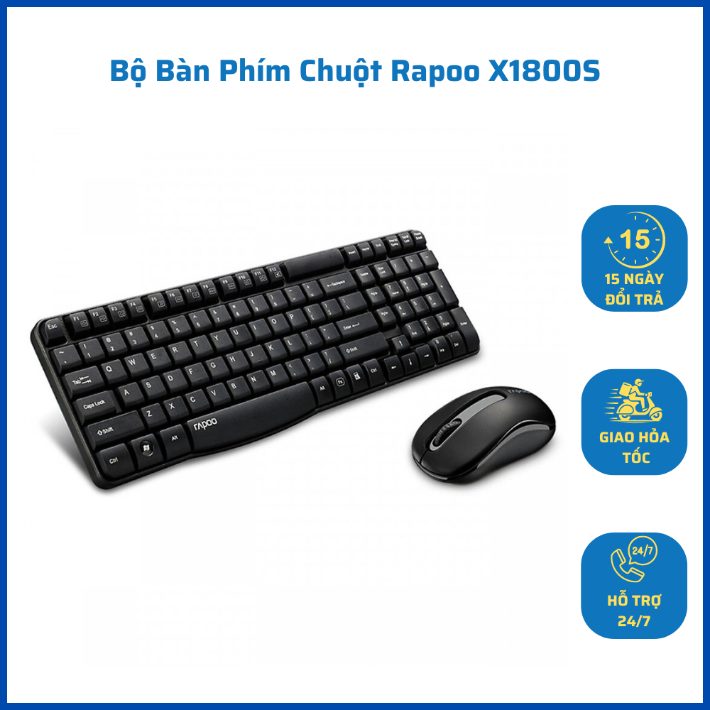 Bộ bàn phím chuột không dây Rapoo X1800S bàn phím cho laptop CHÍNH HÃNG