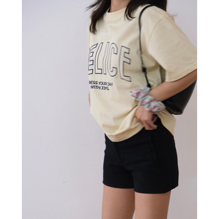 Áo Thun Nữ Phom Rộng Delice, Tay Lỡ In Chữ Cotton 4 Chiều, Phong Cách Hàn Quốc