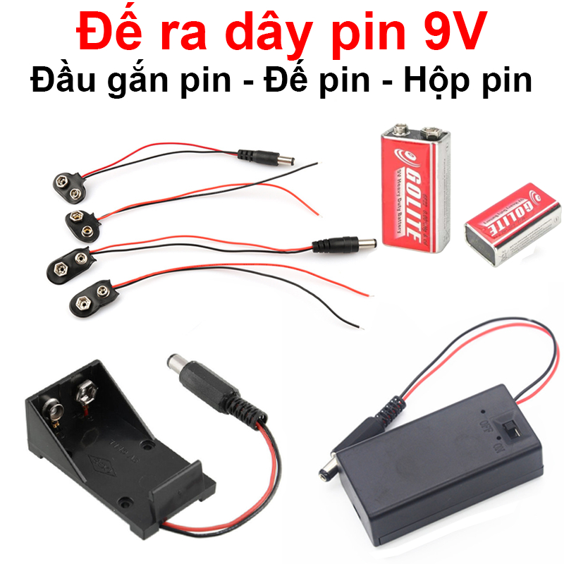 [Deal tốt] Đế ra dây pin vuông 9V