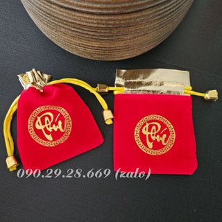 Túi gấm đỏ chữ Lộc, Phúc kích thước 7x9cm, may mắn, cát tường