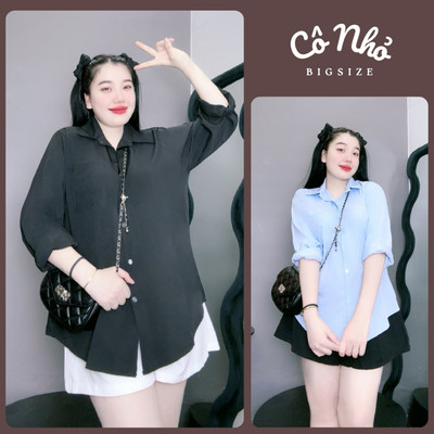 Set đồ nữ bigsize cô nhỏ áo sơ mi tay dài lụa hàn cao cấp mix quần vải tây, from dáng ulzang SET904