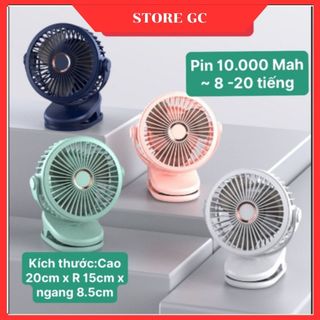 [GF07 - PIN KHỦNG] QUẠT KẸP TÍCH ĐIỆN GF07 dung lượng pin 10.000MAH ,xoay 720 độ thích hợp văn phòng, xe đẩy, lái xe