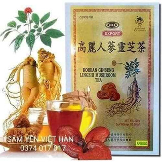 Trà hồng sâm linh chi Hàn Quốc, trà, hồng sâm linh chi hộp gỗ 100 gói