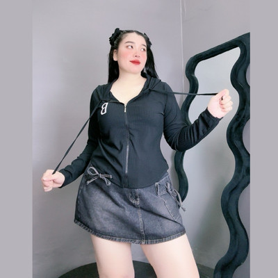 Áo Khoác Bigsize Cô Nhỏ Chất Gân Tăm Form Ôm Thời Trang Tôn Dáng Cho Chubby G25