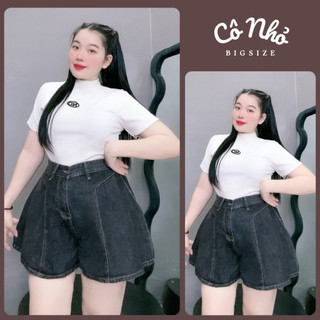 Quần Đùi Jean Nữ Bigsize Dáng Quần Ngố Lưng Cao Vải Jean Đứng Form Tôn Dáng 58-95kg Q506