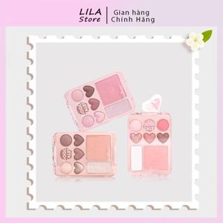 Bảng mắt Gogo tales trái tim , phấn mắt 8 ô màu ,có nhũ highlight kèm má hồng 3 in 1  GOGOTALES kèm sticker T194