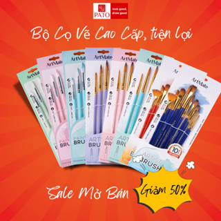Bộ Cọ Vẽ Màu Nước Artmate Cao Cấp 4/10 Món Bút Lông Vẽ Màu Nước, Màu Acrylic, Màu Gouache Đa Năng