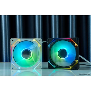  Fan gắn vỏ case PC Redmoon F3 LED RGB Trắng   Đen  Fanm 12cm  Sync RGB Hub 6 pin  Fan Gắn Hub  