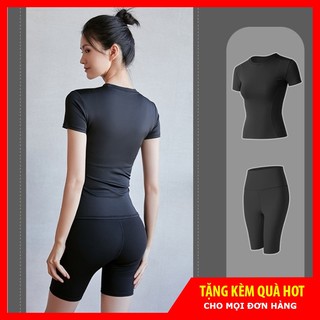 Bộ Đồ Tập GYM Nữ Áo Thun Quần Lửng Form Body Tôn Dáng, Set Đồ Thể Thao Nữ 2 Món Simple Trẻ Trung Nhiều Màu Lựa Chọn