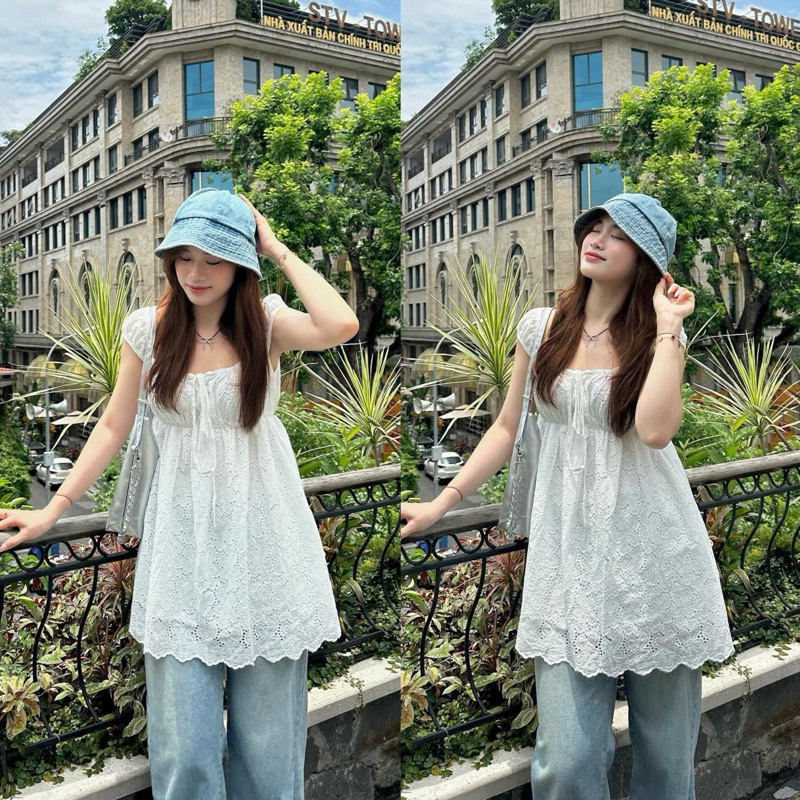 (ẢNH OLDSCHOOL) Váy babydoll ren xô thêu hoa dáng ngắn mang 2 kiểu DAISY DRESS