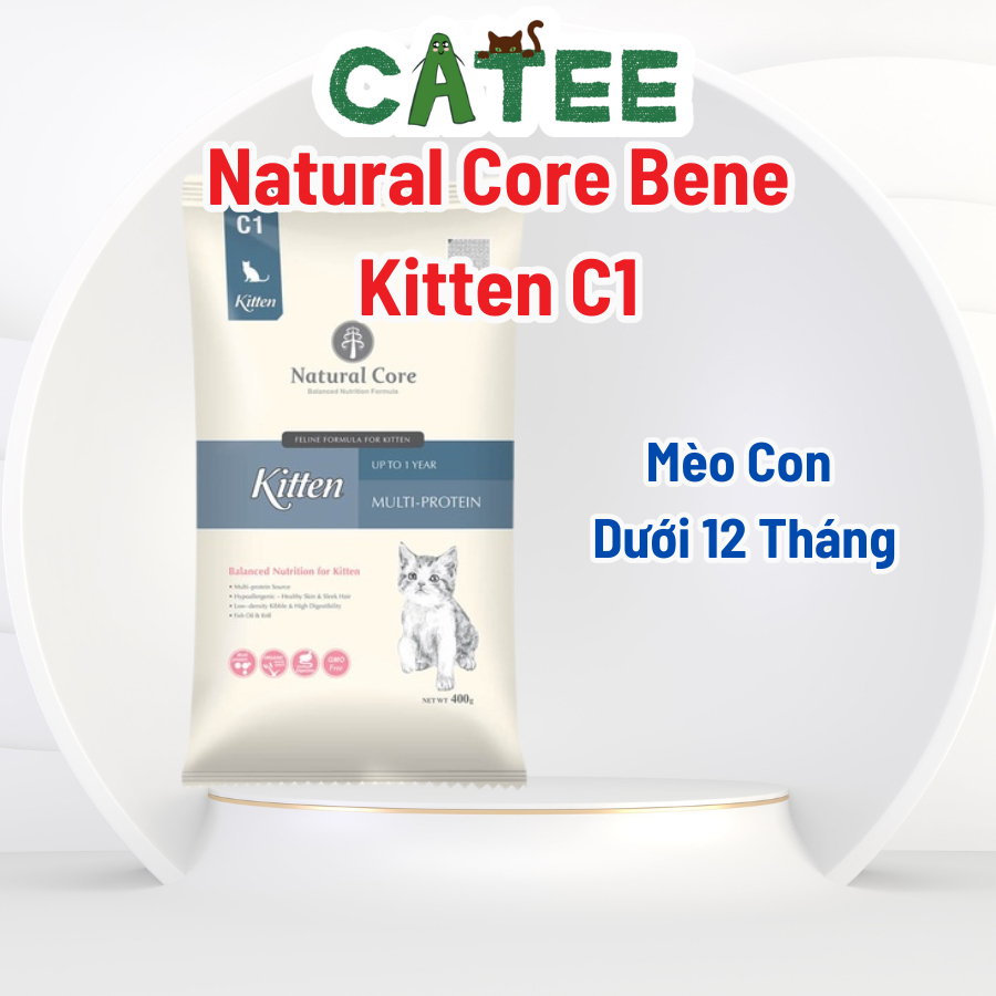 Hạt Hữu Cơ Cho Mèo Con Làm Từ Cá Hồi, Thịt Gà Natural Core Bene 400g