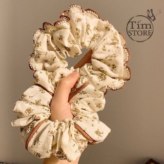 Dây cột tóc scrunchies hoa vintage dễ thương cổ điển TÍM STORE phụ kiện tóc dễ thương phong cách handmade retro