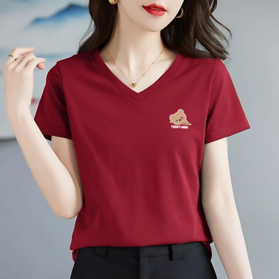 Áo phông nữ dáng vừa NA01 cổ tim in hình chất thun cotton Loza G0166