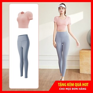 Bộ đồ tập Gym Yoga nữ mẫu mới 2024, set quần áo thể thao tập Gym Yoga nữ áo croptop dây chéo lưng và quần legging