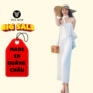 Váy Đầm Cúp Ngực INFLACHI Đi Biển Chất Lụa Mềm Không Nhăn Trắng Dài Phối Dây Thắt Nơ Sang Chảnh 7298 CT-16