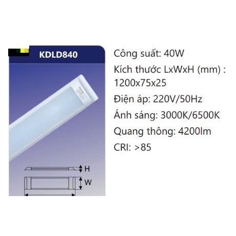 ĐÈN TUÝP BÁN NGUYỆT 1M2 LED 40W DUHAL KDLD840 ÁNH SÁNG TRẮNG 6500K