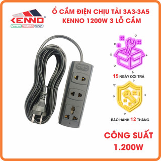 Ổ cắm điện chịu tải 1200W Kenno lõi sứ mã 3A3 3A5 KENNO 3 lỗ cắm dùng cho máy tính, tivi, màn hình