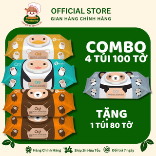 Combo 4 gói khăn giấy ướt agi không mùi 100 tờ