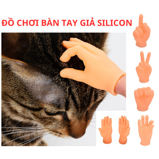 Đồ chơi mô hình bàn tay mini, ngón tay silicon, đeo chân chó mèo, bàn tay mini chọc mèo