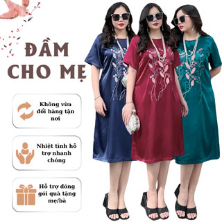 Đầm Bigsize Thêu U50 Sang Trọng Lụa Phi Roxana Quý Phái thoáng mát nhẹ nhàng thanh lịch che khuyết điểm tốt CG040